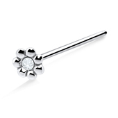 Stone Studded Flower Silver Straight Nose Stud NSKA-1012